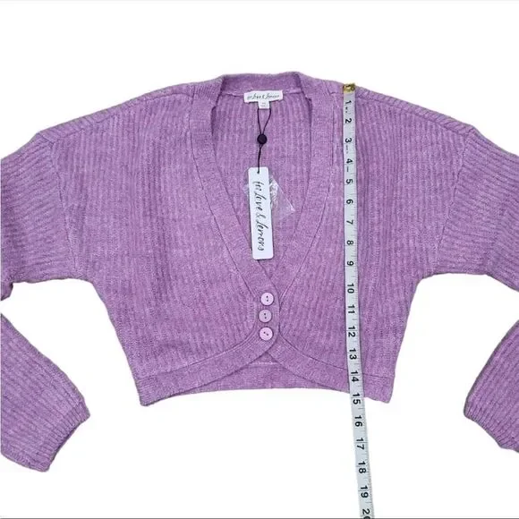 For Love And Lemons Cropped Cardigan Sweater Emery Top Size M - Picture 4 of 8